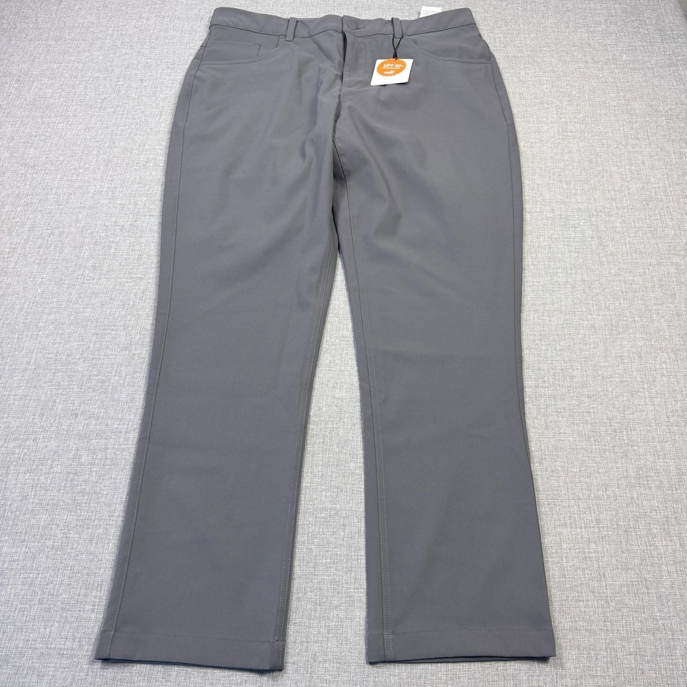 PUMA Golf Pants Mens 34x30 Gray Chino Polyester Stretch Performance Fit Pockets